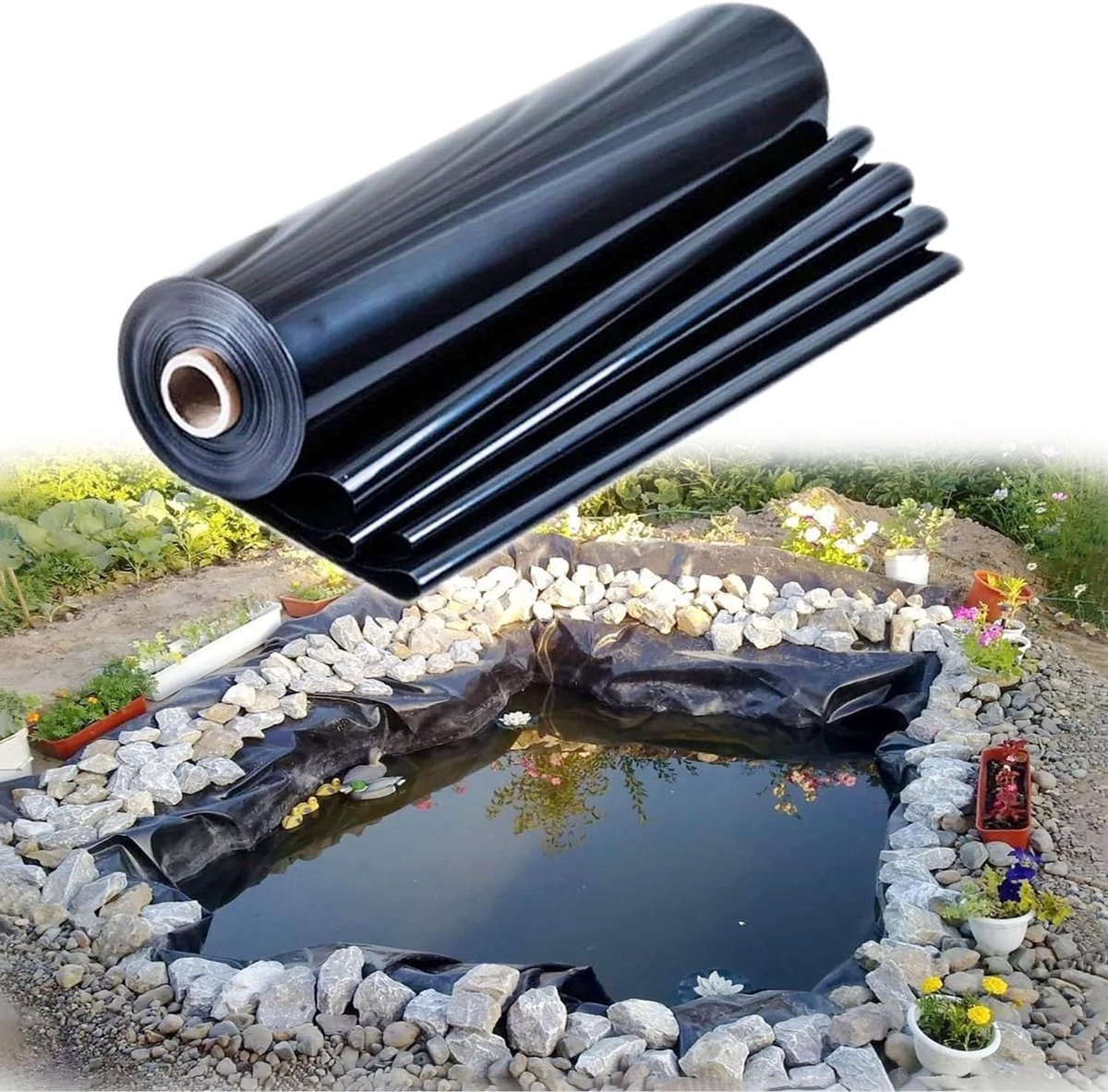 Vijverfolie EPDM - Waterdichte vijverhoes - Tuin waterpartijen - Scheurbestendig HDPE - 4 