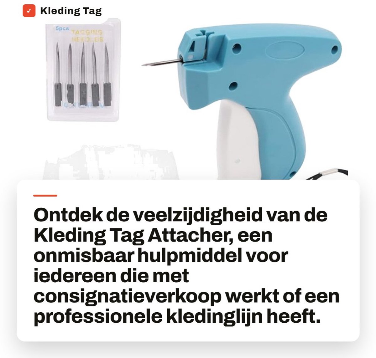 Dailygoods- Kledingstuk Tag Applicator - Kledingstuk Tag Attacher - Bevestigingsmiddelen - Kunststof - Roestvrij Staal - Handig voor consignatieverkoop - Etikettenmachine