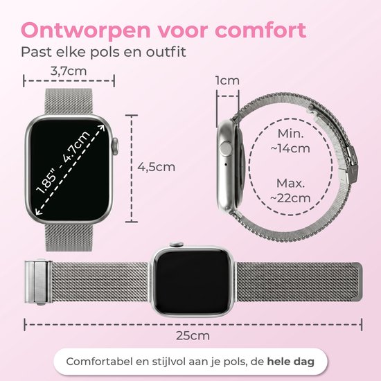 Nuvance Smartwatch Dames - Smartwatch Heren - Stappenteller Horloge Dames - Hartslagmeter - Sporthorloge - Geschikt voor iOS/Android - Incl. 5 Bandjes - Zilver