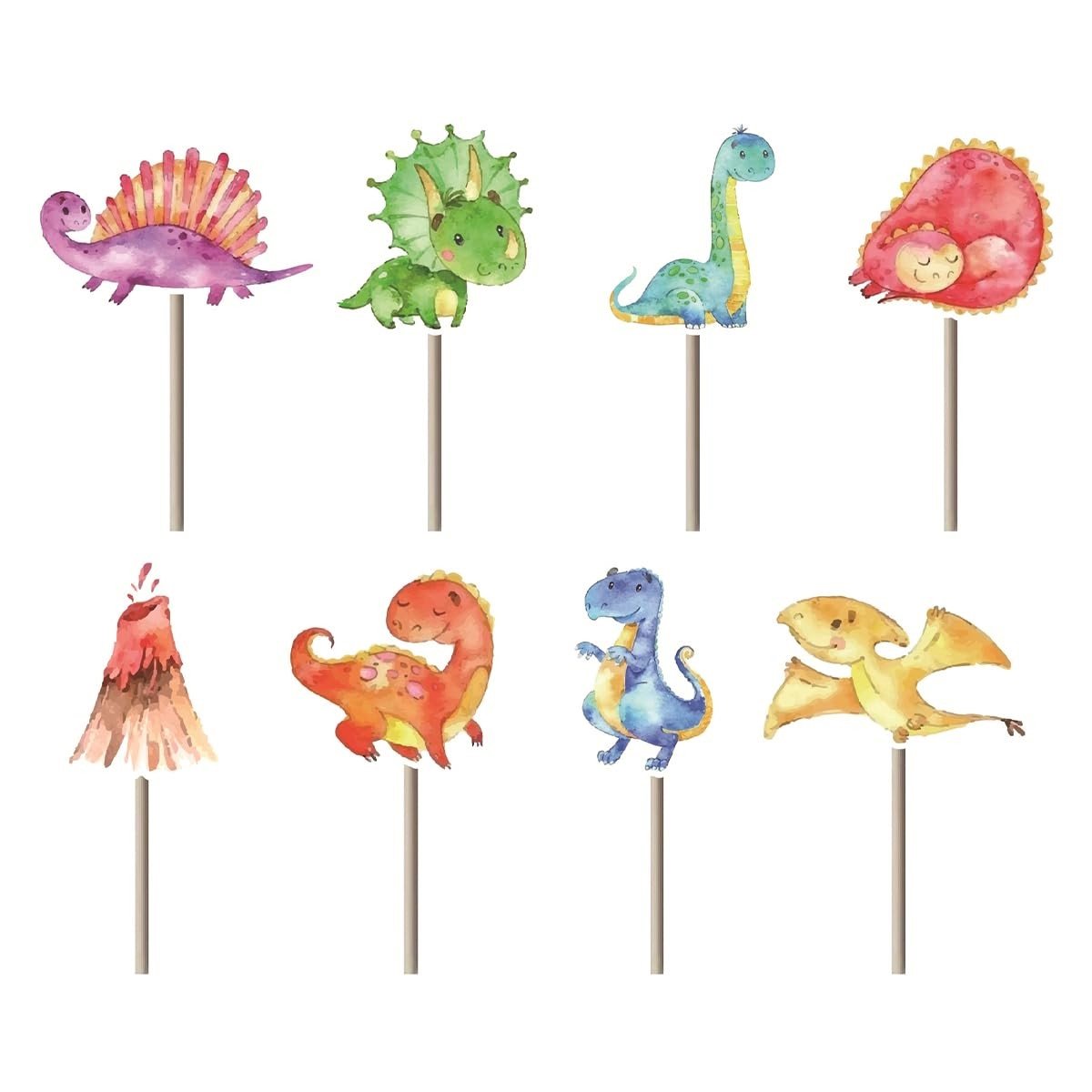 Dailygoods- Cupcake Toppers 48 Stuks - Taartversiering - Dinosaurus Decoratie - Verjaardag - Baby Shower - Geschikt voor Kinderen - Taartdecoratie