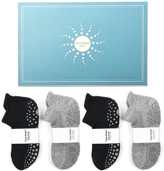 Dailygoods - 4 Paar Grip Yoga Sokken voor Dames - Antislip Pilates en Trampoline van Dailygoods — afbeelding 4