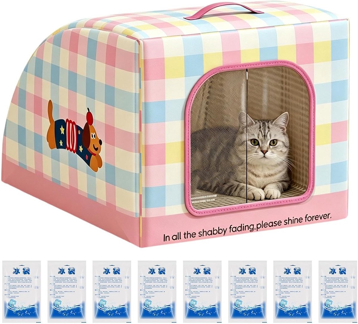 Verkoelend Kattenhuis - Geïsoleerd Onderkomen - Zomerse Koelte - Koeling met ijs packs - 12D x 30B x 12H cm
