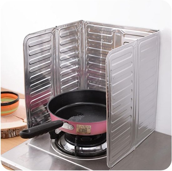 Opvouwbare Spatscherm - Olie Vanger - Koken Beschermen - Drie Panelen - 84 x 32.5 cm - Zilver — afbeelding 4