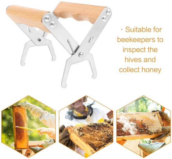 Dailygoods- Bijenframe Grip - Roestvrij Staal - Houten Handvat - Gereedschap Imkerij - Hefboom Grijper - Duurzaam - Eenvoudig Gebruik - Imker Gereedschap van Dailygoods — afbeelding 4