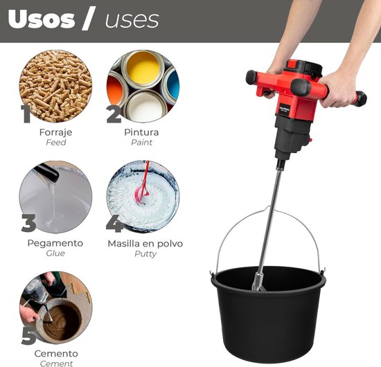 Elektrische mixer - Mengmachine garde - Mengen van materialen - 6 snelheden vermogensregelaar - 42 x 33 x 27 cm — afbeelding 4
