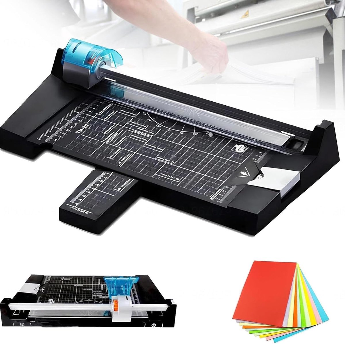 Roterende Papiersnijder - Handtrimmer Papier - Kaarten Maken - 5 Soorten Snedes - A4 Formaat - Zwart