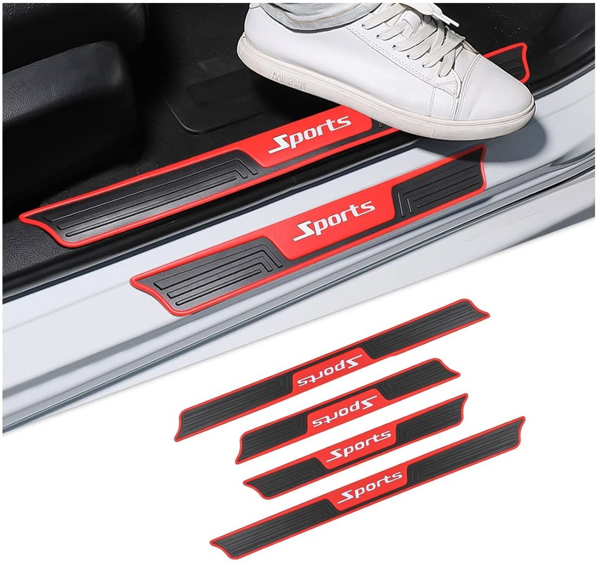 Dailygoods- Dorpelhoezen Set van 4 - Anti-kras Beschermstrips - Drempelplaat voor Autoportieren - PVC - Universele Pasvorm - Sportinstaplijsten - Instaplijsten