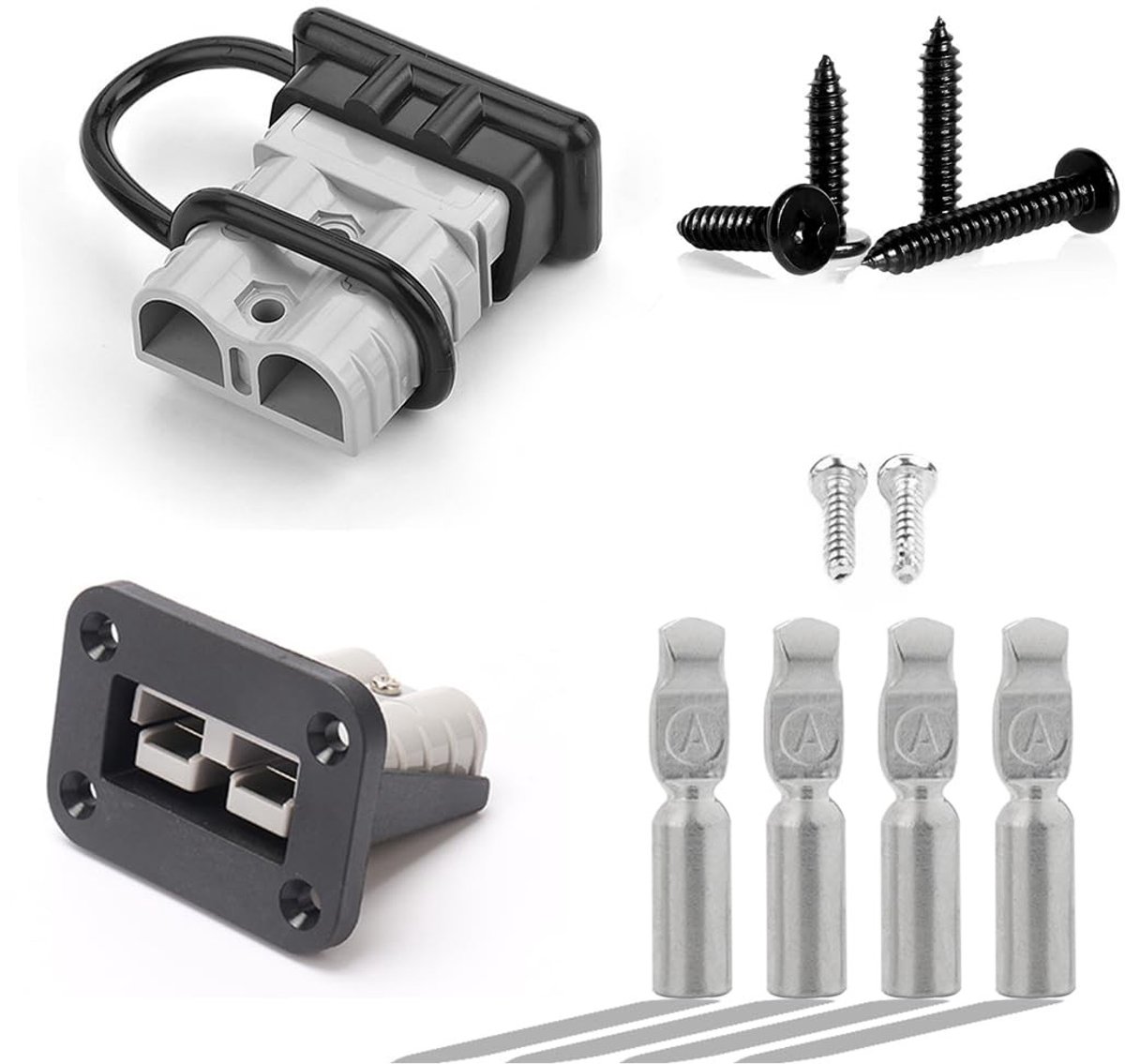 Dailygoods - 50A batterijaansluitingen - Snelverbinding - Zwart - Quick Disconnect stekker - Geschikt voor auto, caravan, schip, bestelwagen