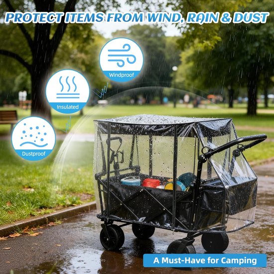 Dailygoods- Bolderkar opvouwbaar - Inklapbare bolderkar - Regenbescherming - 115 x 51 x 75 cm - Geschikt voor kinderen - Universeel gebruik - Handwagen van Dailygoods — afbeelding 5