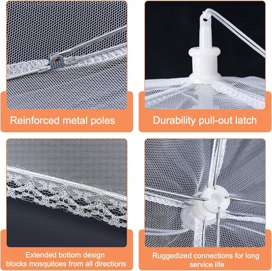 6 Stuks Voedselafdekking - Voedselkappen - Voedselhoezen - Opvouwbare Schotelhoezen - 17 Inch - Gaas - Met Handvat - Inklapbaar - Beschermt Eten Tegen Insecten - Fijn Net Tegen - Voor Keuken, Picknick, Buiten — afbeelding 4