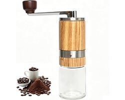 Handmatige Koffiemolen - Handbediende Molen - Verse Koffie - 6 Maalinstellingen - 19 cm Hoog - Houtkleur