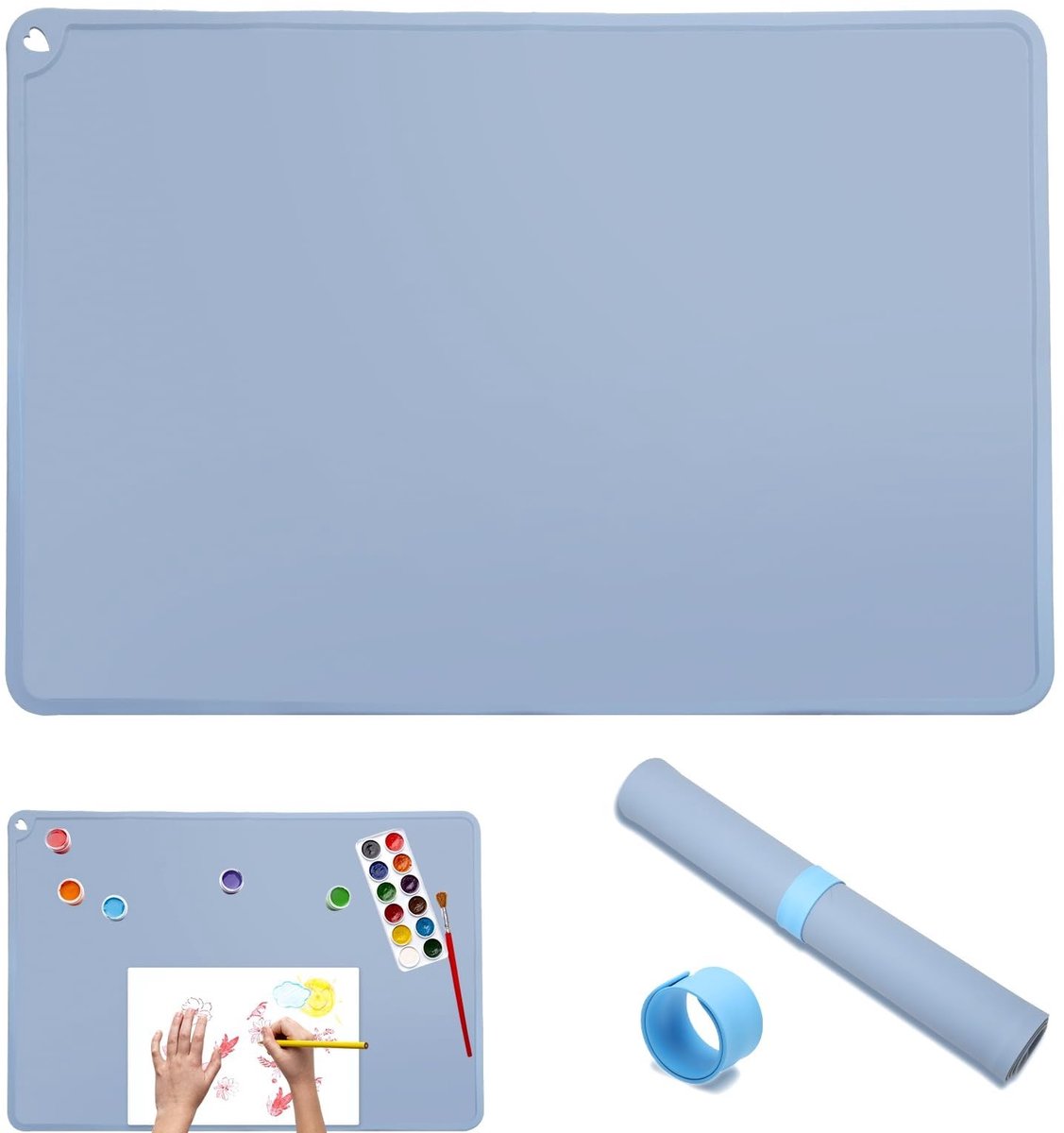 Dailygoods- Siliconenmat 60 x 40 cm - Antislip Knutselonderlegger - Afwasbare Tafelmat - Knutselmateriaal - Tekenmat - Inclusief Pat-Pat-cirkel - Knutselmat