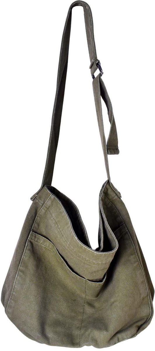 Dailygoods- Boodschappentas Grote Canvas - Schoudertas - Verstelbare Schouderriem - Ritssluiting - Ruim Formaat - Duurzaam Materiaal