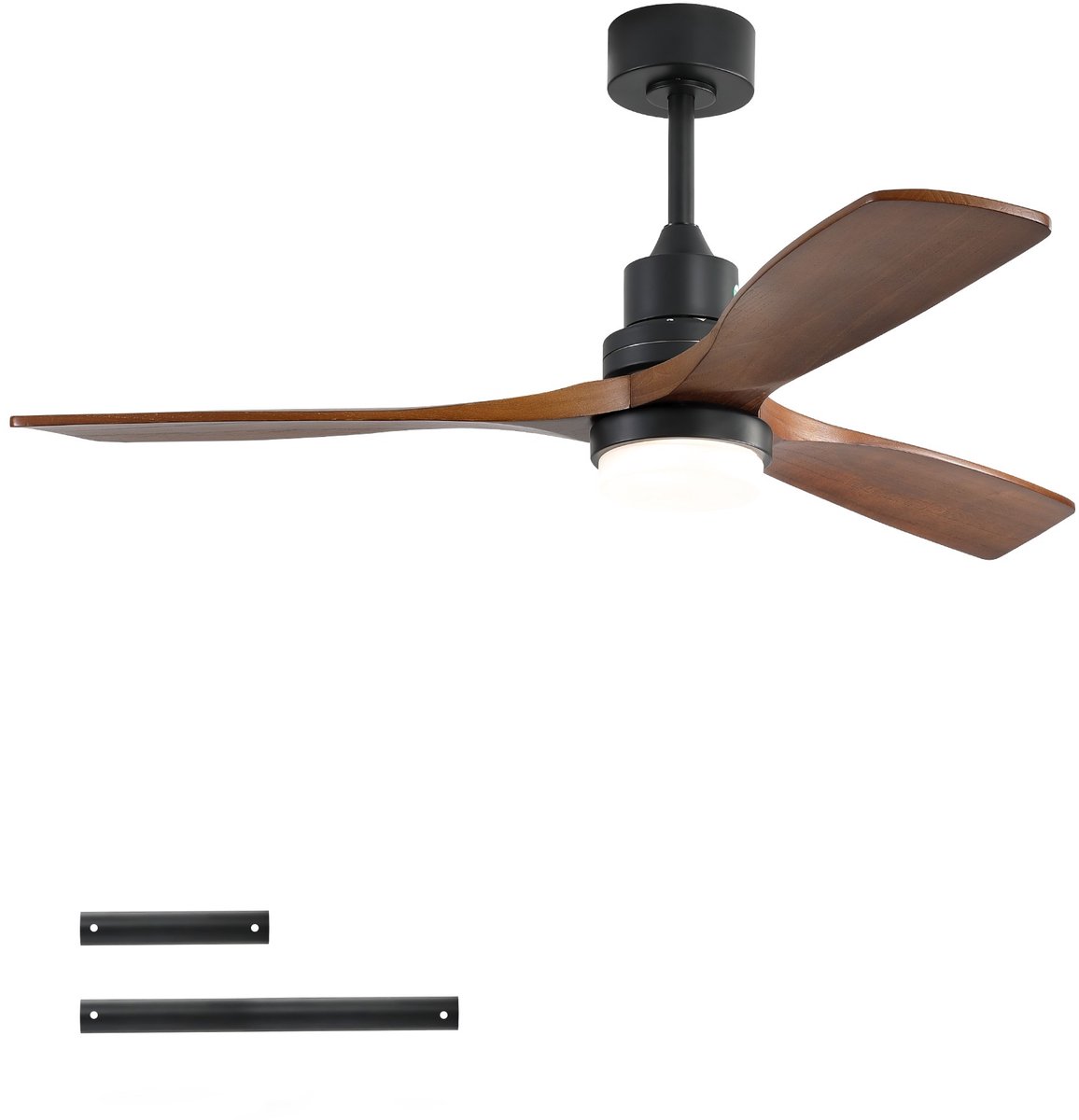PHOEBE CAT 52 inch Plafondventilator - Dimbare LED-verlichting - 6 windsnelheden - 3 houten ventilatorbladen - Inclusief afstandsbediening - Zwart + Naturel