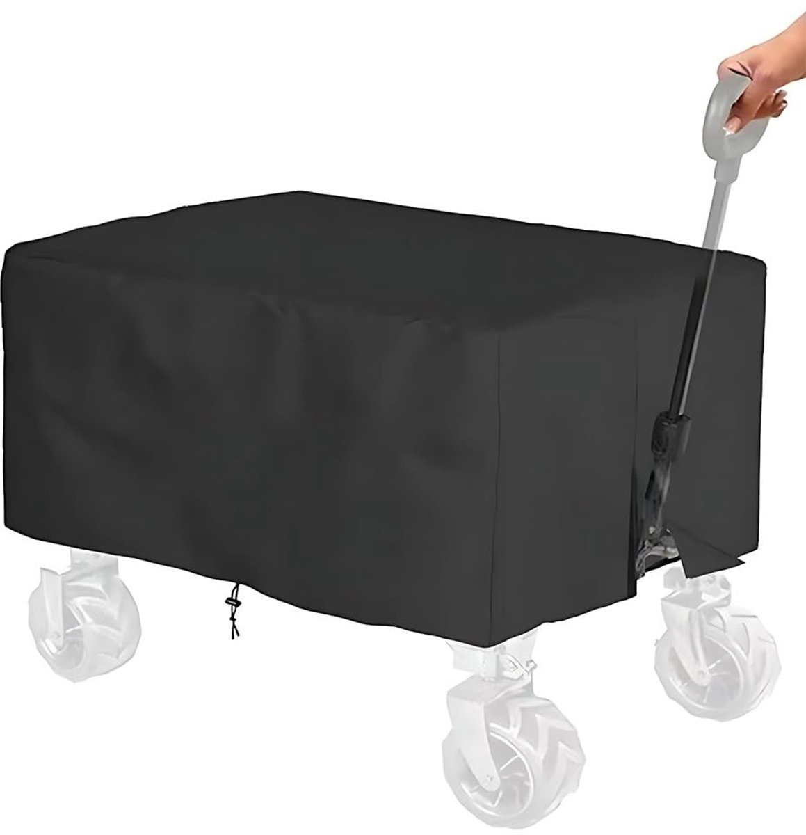 Dailygoods- Bolderkarhoes Waterdicht - Opvouwbare Tuinwagenhoes - Oxford-Stof - Verstelbaar - Inclusief Opbergtas - Zwart (95 x 60 x 50 cm)