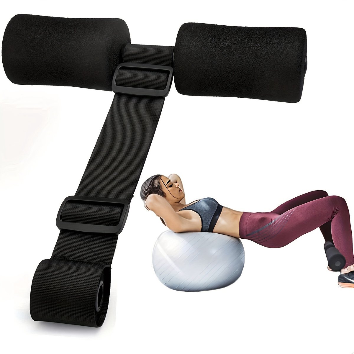 Verstelbare Sit-up Hulp-Voetfixatie voor Deur-Sit-up Trainer-Buikspiertrainer-Core Trainer-Thuis Fitnessapparaat-Antislip Schuim-30 cm Breed