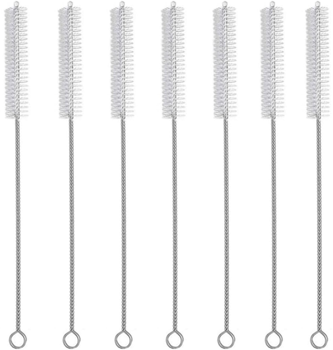 Dailygoods- Borstelset 7 Stuks - Reinigingsborstel - Flesreinigingsborstelset - Stroborstels - Rietborstels - Roestvrij Staal - Reinigingsborstels