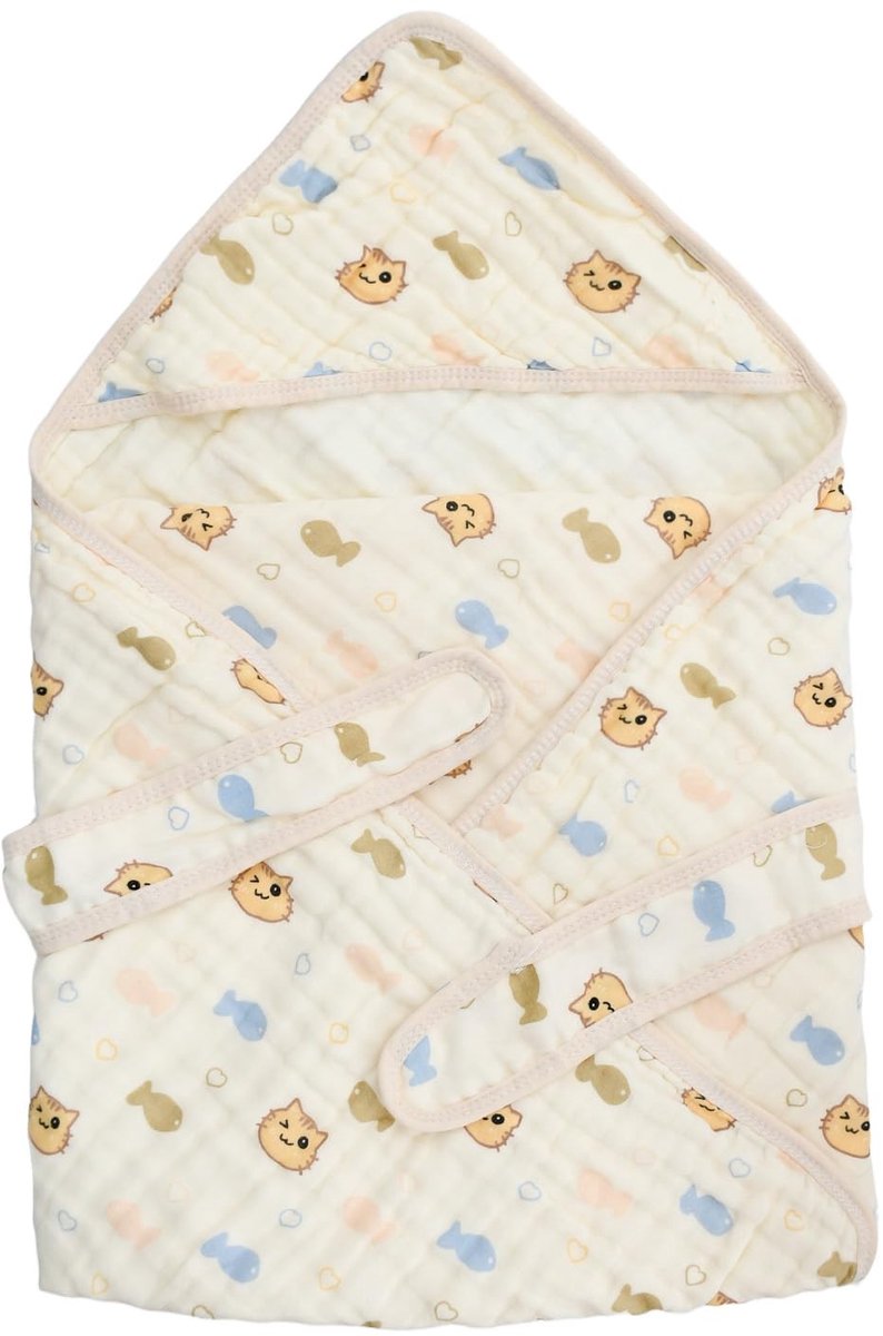 Dailygoods - Mousseline voor baby's, katoen, mousseline, 6-laags, met strikken, katoen, 90 x 90 cm, voor kinderwagen, speelmatten, airconditioning, beige