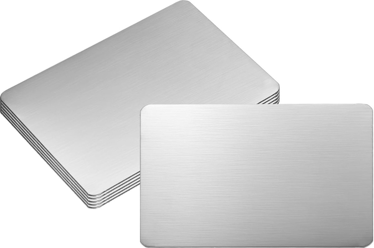 Blanco Naamplaten - Gegraveerde Plaatjes - Huis & Kantoor - Roestvrij Staal - 6 Stuks 11x7cm - Zilver