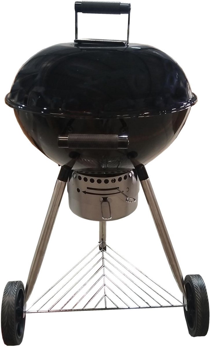 Muntel® Houtskoolbarbecue - Kogelbarbecue - Kogelgrill - Op Wielen - BBQ - Grill - Draagbaar - Uitklapbaar - Camping - Zwart - 57 cm