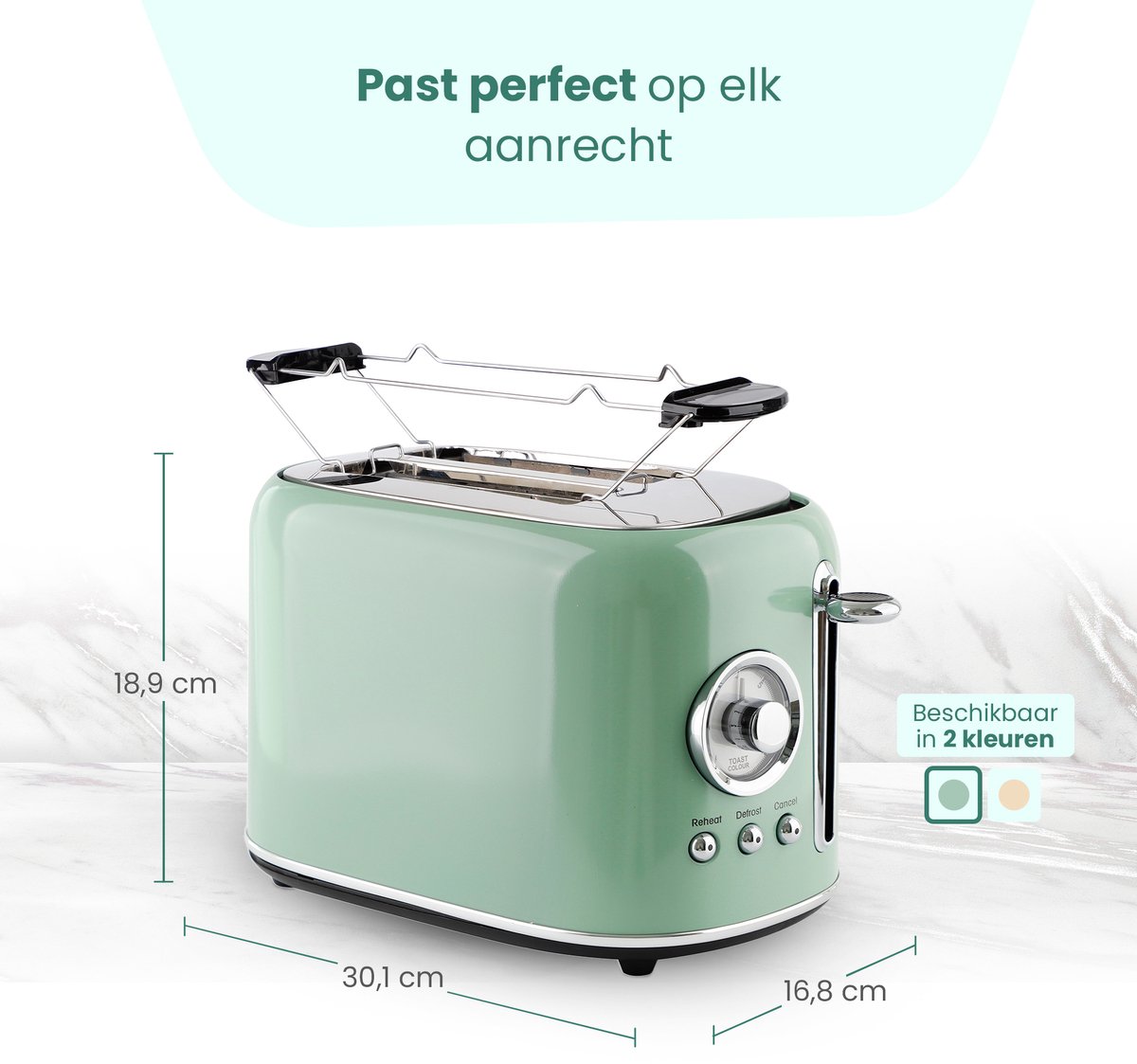 Emerio Retro Broodrooster - 800W Toaster - TO-133281 Groen thumbnail 5