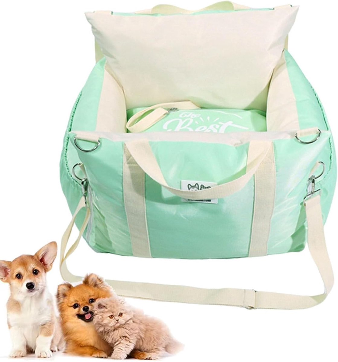 Huisdieren Autostoel - Reisbed Hond Kat - Veilig Reizen - Afneembaar Wasbaar - 50 x 50 cm - Groen