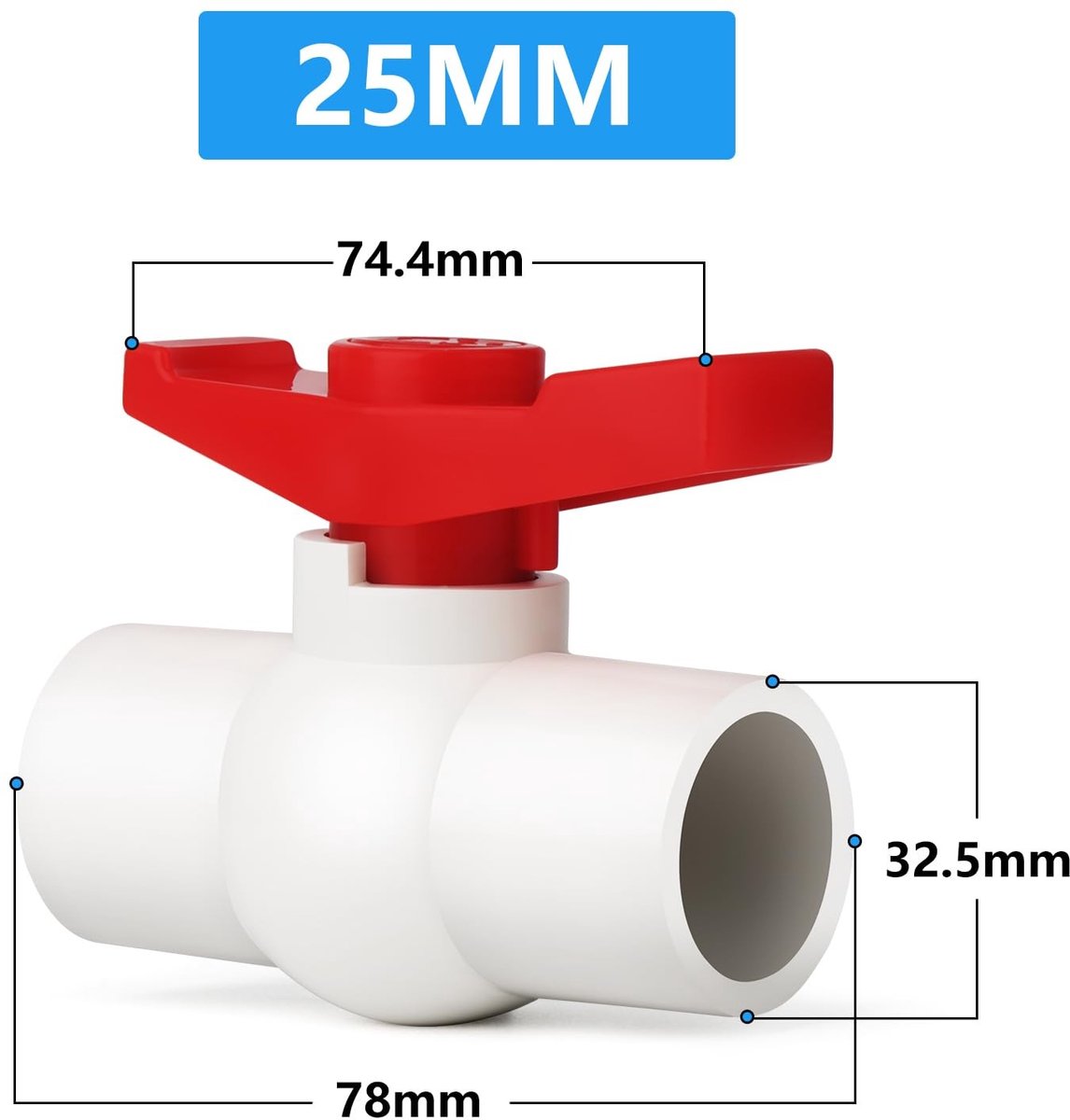 Dailygoods- Afsluiter 25mm PVC - Kogelkraan - Waterafsluiter - Irrigatiesysteem - Pijpsysteem - Goede afdichting