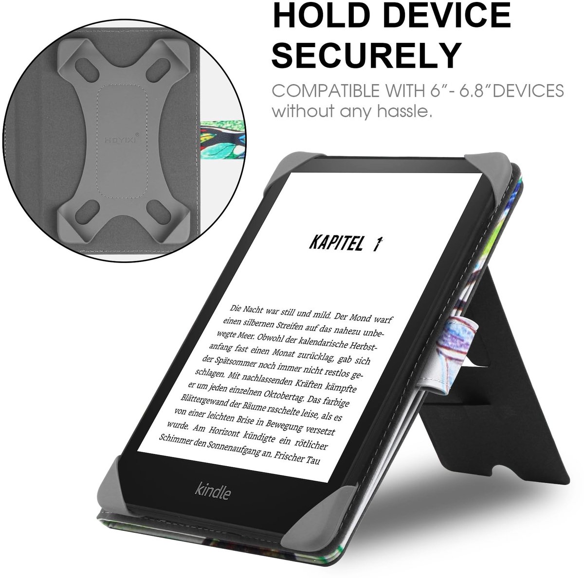 Dailygoods - HoYiXi Universele hoes compatibel met 6"-6.8" Kobo/PocketBook/Tolino/Sony E-Book eReader Kindle Paperwhite/Kobo Clara HD/Kobo Clara 2E lederen standaard hoes voor 6-6,8" E-Book eReader, boom – foto 3