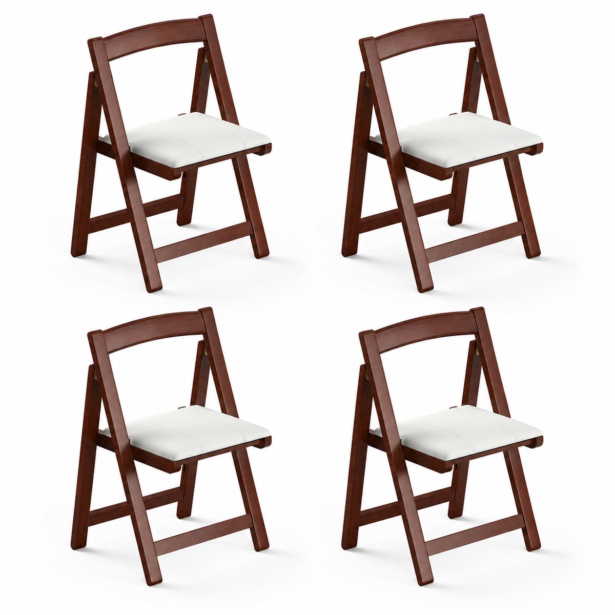 ZREE Houten Klapstoelen met Bekleding - Opvouwbare Stoel met Zacht Zitkussen - Scandinavisch Design - Voor Picknicken, kamperen,Eetkamer, Kantoor, Gasten en Feesten - Bruin - 4 Stuks ZREE