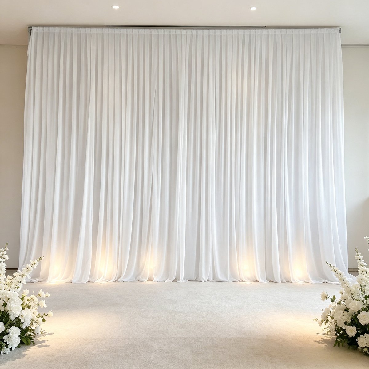 FATIVO Witte Achtergronddoek Zijde Fotografie Achtergrond - Podium gordijn voor Trouw, Party, Evenement - 600x300cm