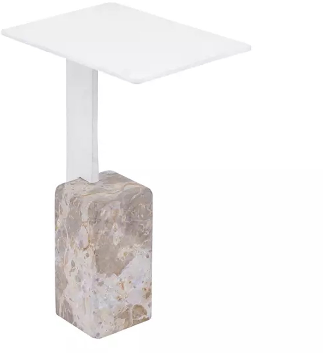 PTMD Ebe Beige Marble sidetable with rectangle alu top