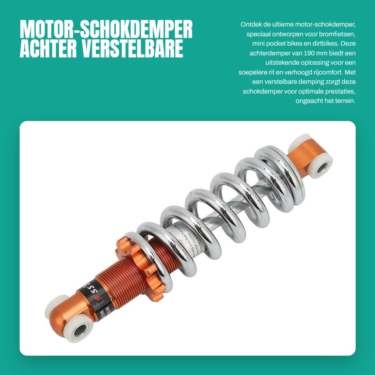 Dailygoods- Schokdemper Achter 190 mm - Verstelbare Demping - 1200 Lbs - Universeel - Fiets Schokdemper - Perfecte Pasvorm - Fietsdemper
