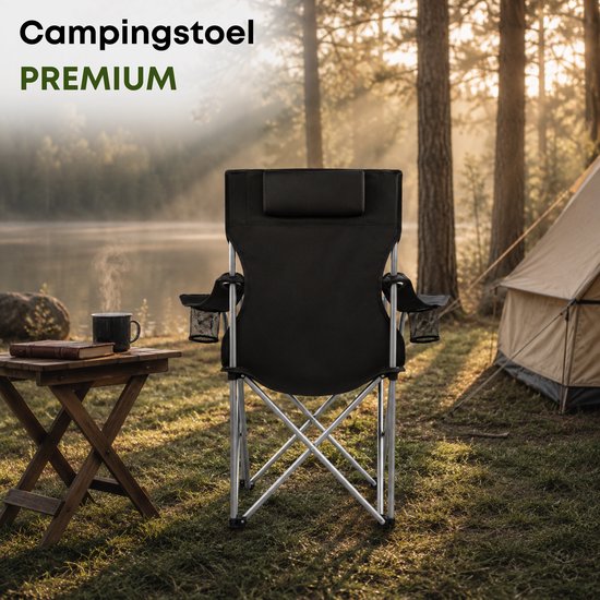ACAZA Campingstoel - Strandstoel - PREMIUM - Draagvermogen 150 kg - Klapstoel - Kampeerstoel - Vouwstoel - Camping - Strandstoel Opvouwbaar - Visstoel - Klapstoelen - Festival Stoel - Zwart — afbeelding 2