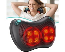 Shiatsu Rug- En Nekmassage - Nekmassageapparaat Met Warmtefunctie - Shiatsu Massagekussen - Elektrisch Kneedmassagekussen - 3 Versnellingen