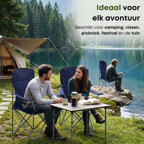 ACAZA Campingstoel - Campingstoelen Set van 2 - Strandstoel - COMFORT - Draagvermogen 150 kg - Klapstoel - Kampeerstoel - Vouwstoel - Camping - Strandstoel Opvouwbaar - Visstoel - Blauw van ACAZA — afbeelding 3