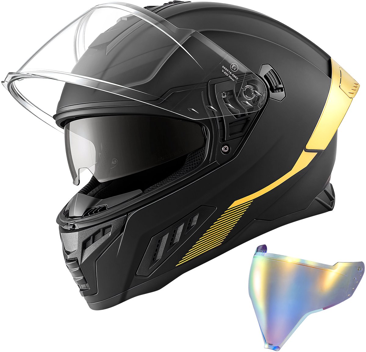 VEVOR Integraalhelm met Zonneklep, Maat M, Motorhelm met Dubbel Vizier, ECE 22.06 Gecertificeerd, Integraalhelm voor Mannen en Vrouwen, Integraalhelm met Bluetooth-Luidsprekercompartiment, Bromfietshelm