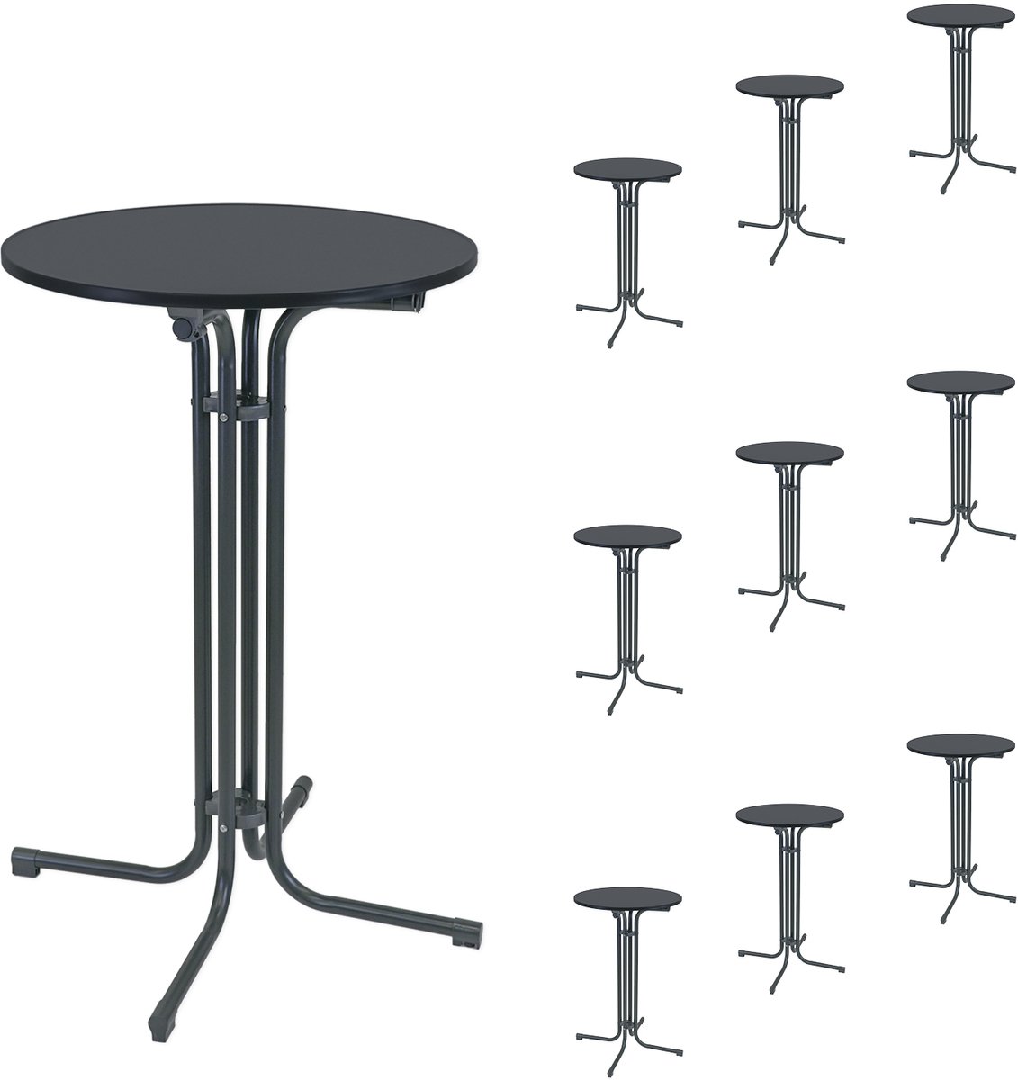 10x statafel inklapbaar Ø 70 cm hoogte 110 cm stalen gastentafel feesttafel bistrotafel in antraciet