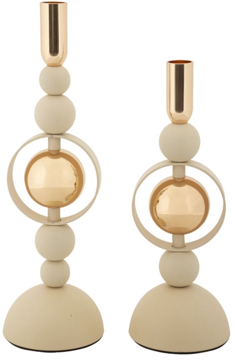 Mauro Ferretti Kandelaar Saturn Cream Set 2 Pcs Ø 10×27 cm Crème