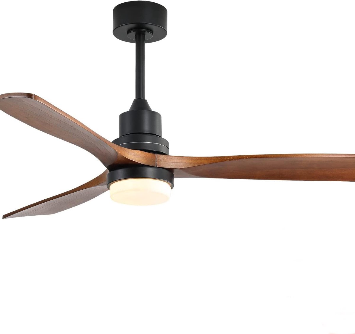 Plafondventilator van 132 cm met verlichting – Uitgerust met dimbare driekleurige ledverlichting – Inclusief armatuur en afstandsbediening – LED-plafondventilator voor de slaapkamer – Met timer – Geschikt voor slaapkamers en woonkamers – Zwart