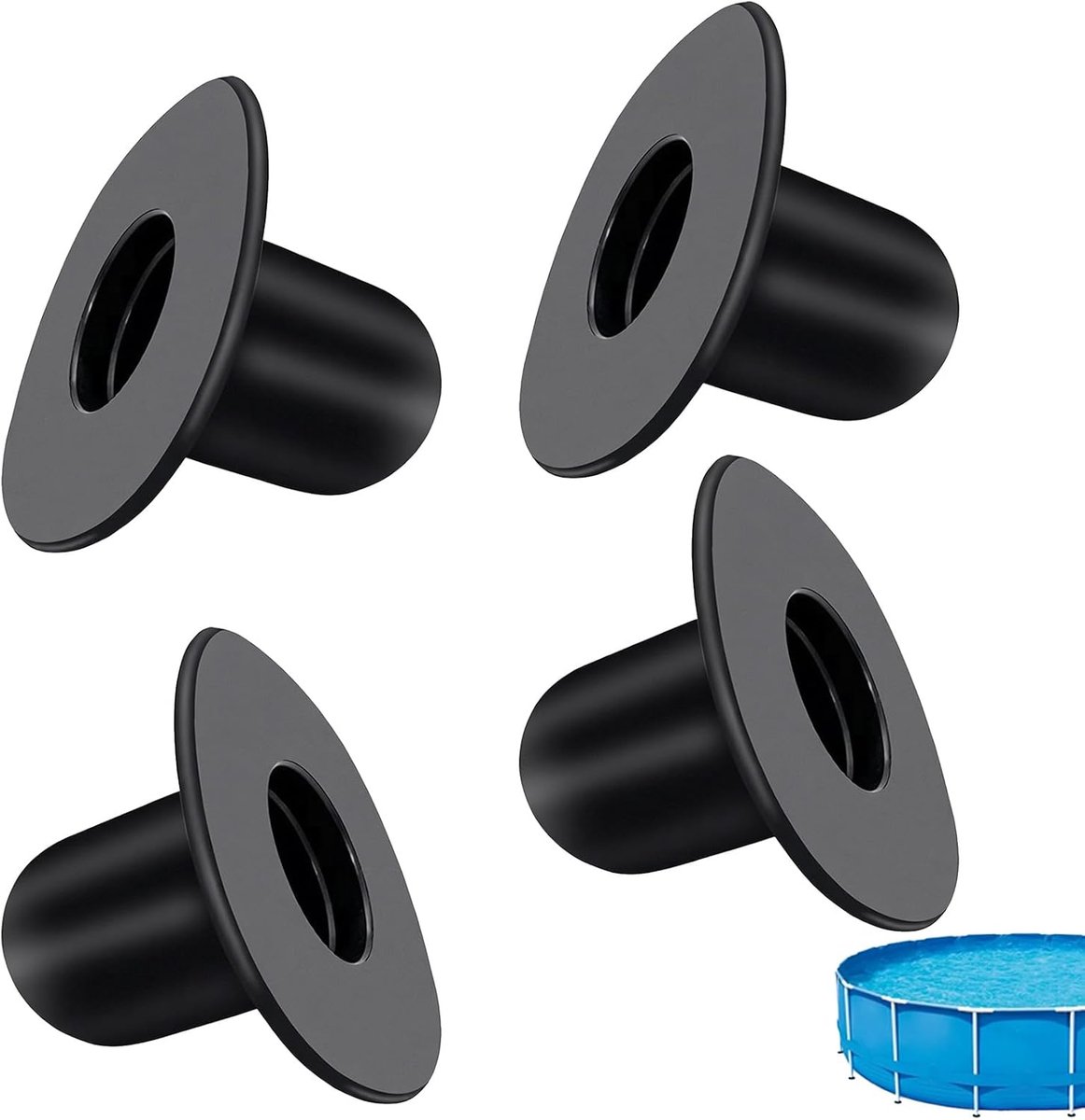 Allecta - Zwembad plug stop, vervangende muur pluggen filter pomp - Set van 4 - Zwart.