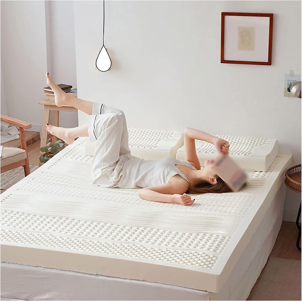 Latex Topper - Matras Overlay - Optimale Slaap - 7-Zone Comfort - 90x210cm - Wit