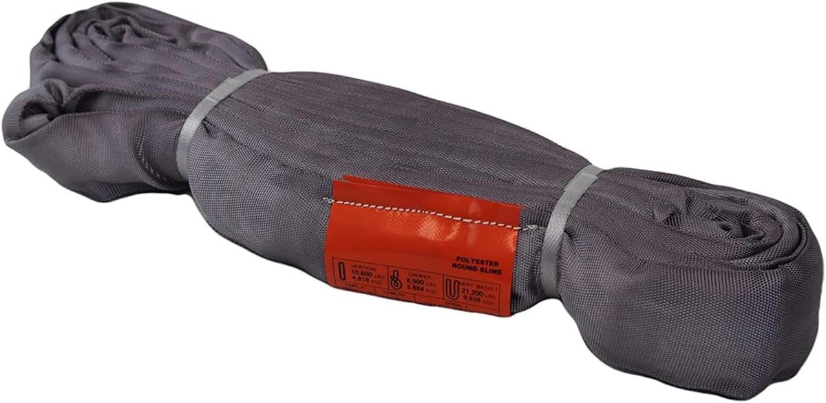 Ronde Hefband - Polyester Sling - Materiaal Transport - Dubbele Wandbekleding - 6 Voet Lengte - Grijs