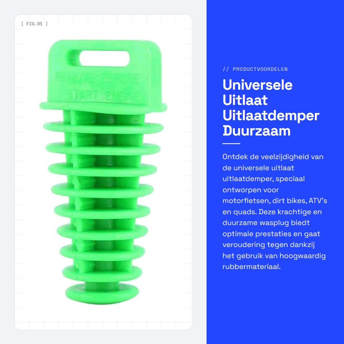 Dailygoods- Uitlaatwasplug Hoogwaardig Rubber - Universele Plug - Uitlaatdemper - Motorfiets/ATV/Quad - Duurzaam - Voorkomt Vocht - Uitlaatplug