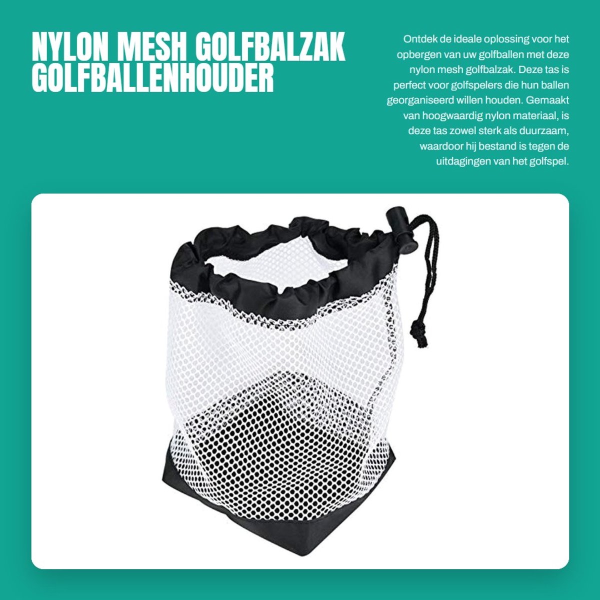 Dailygoods- Golfbalzak Hoogwaardig Nylon - Opbergzak voor 36 Golfballen - Draagbaar en Lichtgewicht - Wasbaar en Sneldrogend - Met Trekkoord - Golfballentas