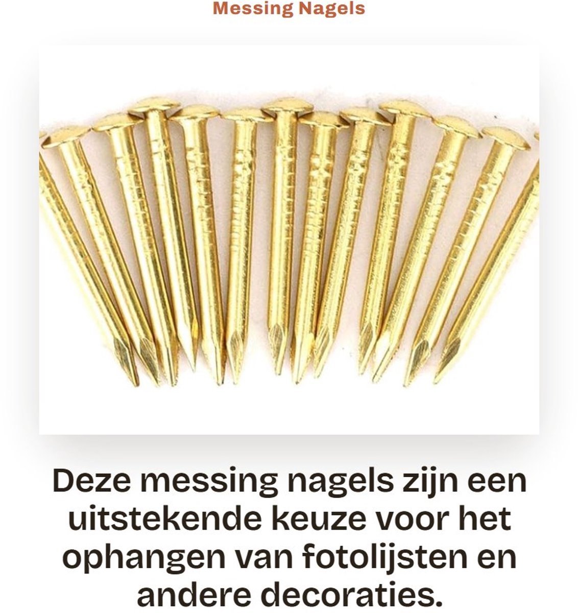 Dailygoods- Messing Nagel 100 Stuks - Ronde Kop Gouden Nagels - Muur Pins 10 Mm/15 Mm/18 Mm/22 Mm - Voor Hout/Gipsplaten - Sterke Bevestigingsfunctie - Muurpins