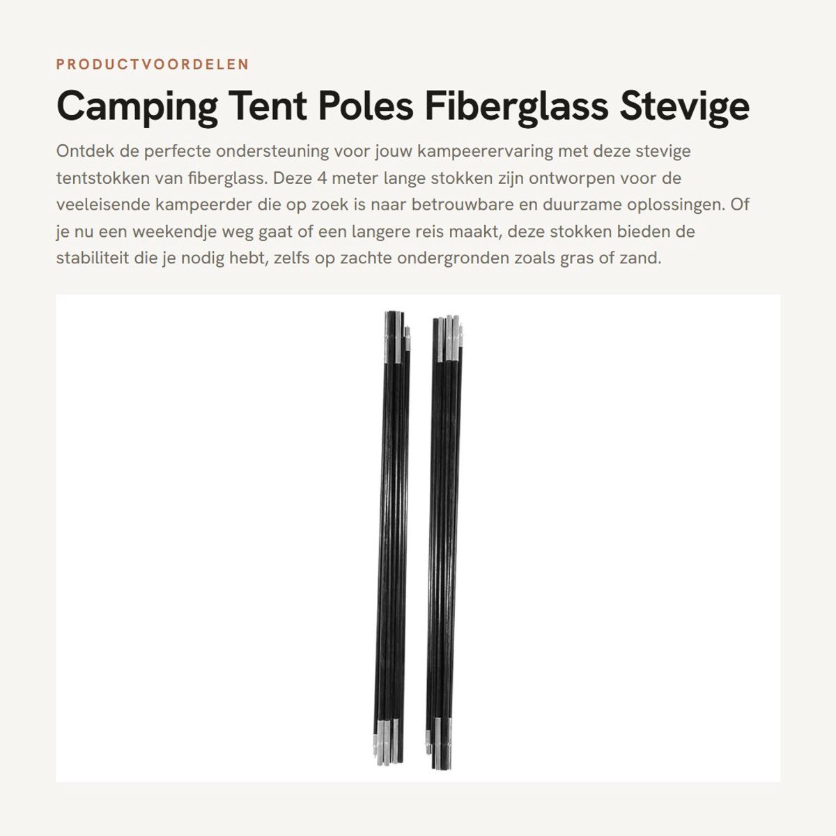 Dailygoods- Stang 4M - Glasvezel - Opvouwbaar - Steunstangen - Tentstokken - Duurzaam, lichtgewicht, hittebestendig - Tentstok
