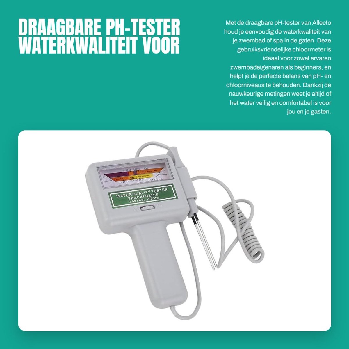 Dailygoods- pH-tester Draagbaar - Chloormeter - Waterkwaliteit Tester - Zwembad/Spa - Testen pH- en chloorniveau - Gebruiksvriendelijk - Waterkwaliteitstest