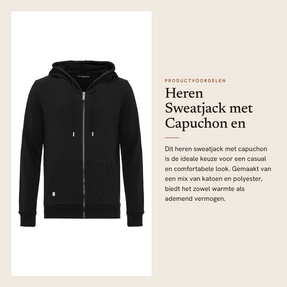 Dailygoods - Heren Sweatjack met Capuchon en Ritssluiting