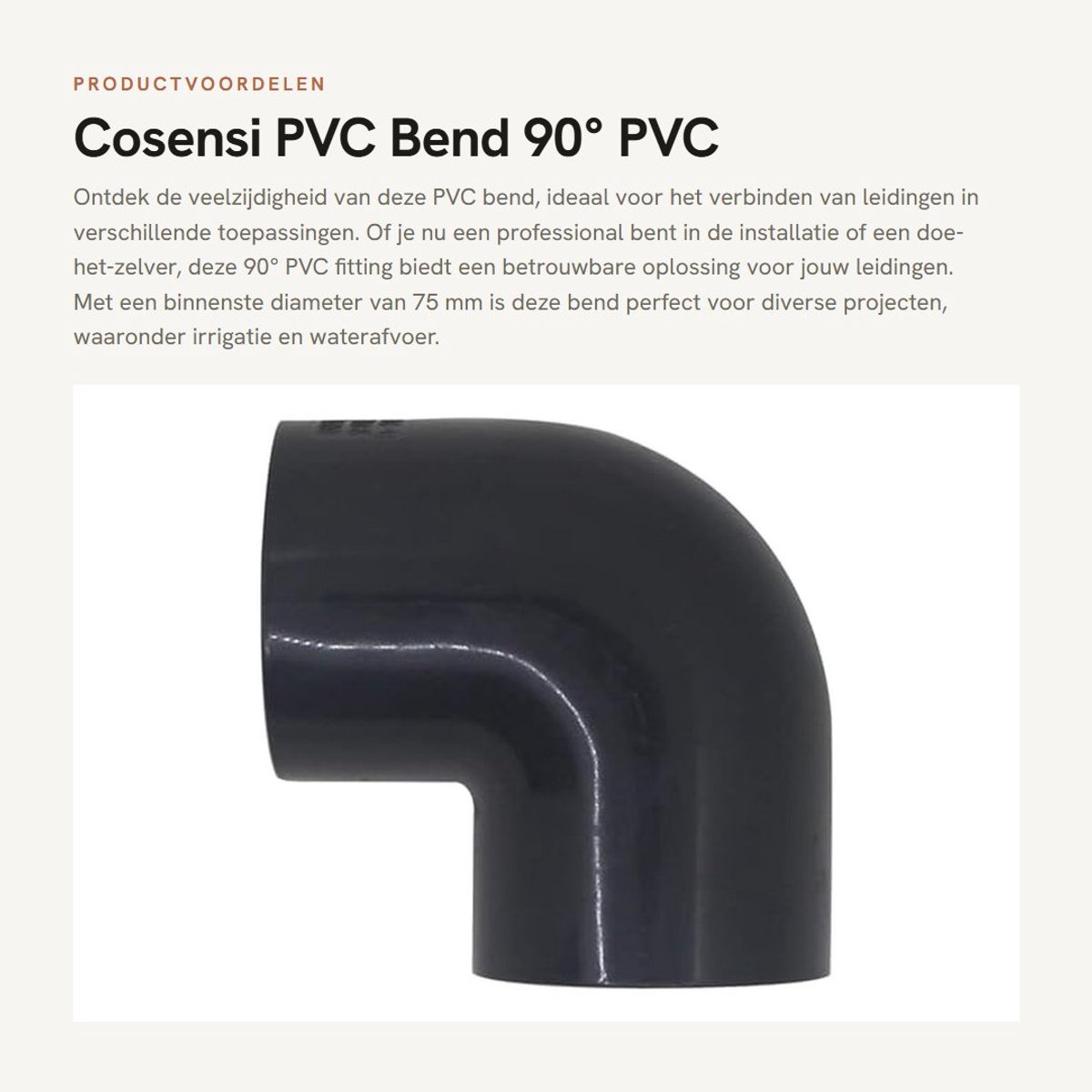 Dailygoods- PVC Bocht 90° - PVC Fitting - Adapter Connector - Verbindingsstuk - Diverse Maten 20/25/32/40/50/63/75/90/110mm - PN16 - Pvc Knie
