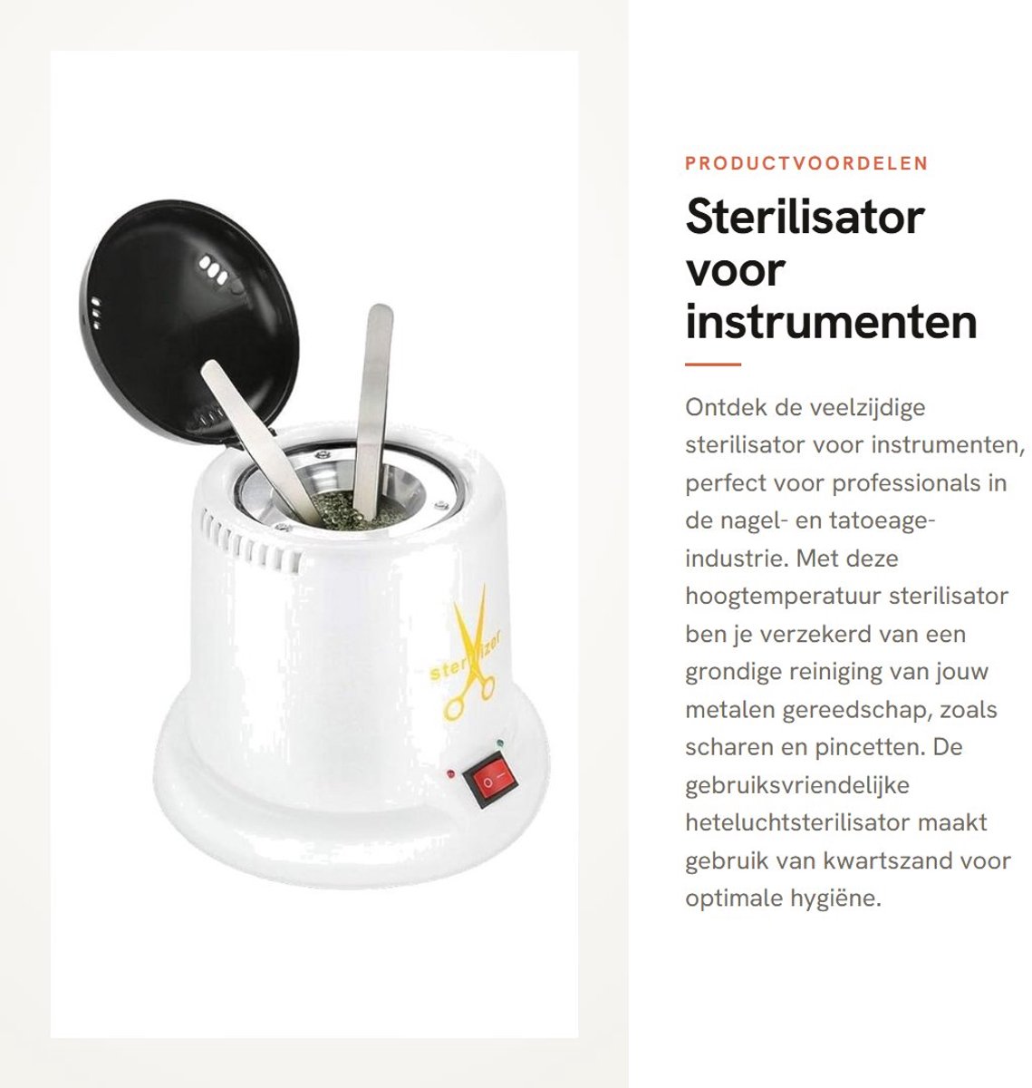 Dailygoods - Sterilisator voor instrumenten - Hoogtemperatuur sterilisator - Wit - Heteluchtsterilisator - Geschikt voor nagel- en tattoo-artikelen